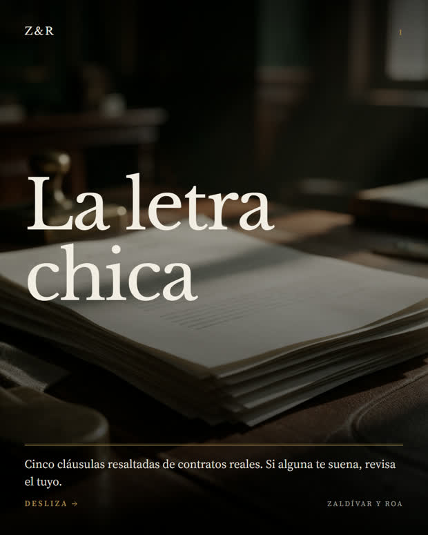 La letra chica, subrayada, 1 de 6